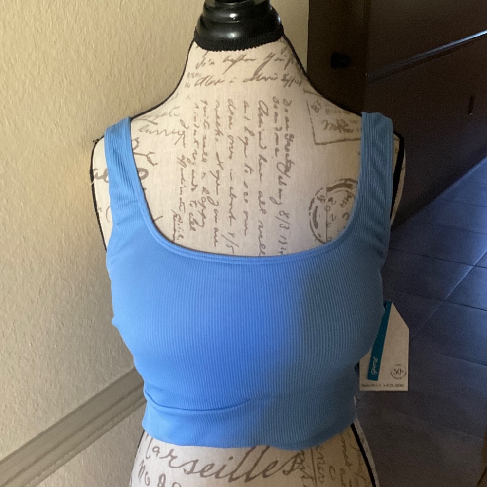 Beach House Sky Blue Ribbed Crop Top